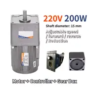 200W 220V AC Gear Electric Motor 5-470 RPM Reversible Variable Speed Controller