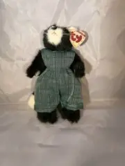 TY COLLECTIBLE Black and white cat with dress. 1993. "PURRCY" Unused.