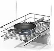 Home Zone Living Pull Out Kitchen Cabinet Organizer with Slide Out Drawer for Space Saving Storage, 14” W x 21” L