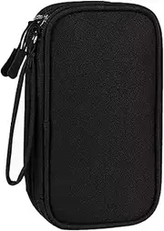 Travel Cable Organizer Bag, Electronic Accessories Organiser, 2-Layer Carry Case Portable Waterproof Double Layers, All-in-One Storage Bag for Cable, Cord, Charger, Phone, Earphone (Black)