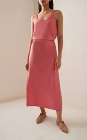 [Gabriela Hearst] Defina Top-Stitched Wool-Silk Midi Skirt