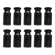Black Plastic Toggles Spring Stop Drawstring Rope Cord Locks 10 Pcs