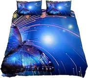 3 Pcs Microfiber Bedding Set Duvet Cover Pillow Shams Bed Butterfly Insect Bug Wings Quilt Cover 1 Cover 2 Pillowcase with Zip,Lightweight and Soft
