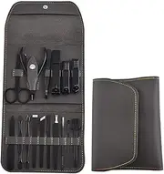16pcs Manicure Pedicure Set Finger Toe Nail Clippers Scissors Grooming Tool with Leather Case Kit for Women Men,gray
