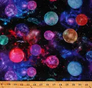 Cotton Outer Space Planets Spacecraft Solar System Fabric Print by Yard D778.80