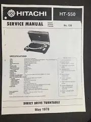 Hitachi HT-550 Service Manual Direct Drive Turntable Photocopy