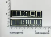 Mission Electronics Speaker Badge PAIR Custom Made Black and Gold Aluminum