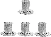 Alipis 4 Sets Jewish Wine Glass Kiddush Cup Passover Wine Cup Silver Plated Havdalah Cup Shabbat Option Desktop Holy Cup Judaica Shabbos Option Offering Supplies Holiday
