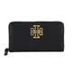 【TORY BURCH】Britten 經典金屬大LOGO荔枝皮革拉鍊長夾(黑色)