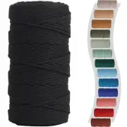 Macrame Cord 3mm 220yards 200 Meters Black Macrame Supplies Macrame Yarn Colo...