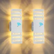 Dusk to Dawn Outdoor Wall Lights Modern Exterior Lighting Fixtures, 2 Pack Wh...