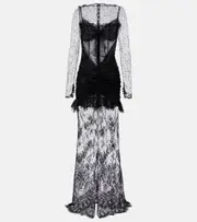 [Alessandra Rich] Alessandra Rich Sheer cotton-blend lace gown AU 4 black