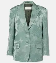 [Dries Van Noten] Dries Van Noten Linen-blend jacquard blazer AU 12 blue