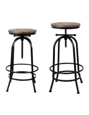 [Artiss] Adjustable Wooden Vintage Bar Stools x4 in Black