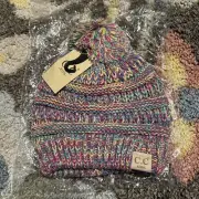 C.C Kids Exclusive 4 Thread Beanie W/Pom Girls Hat Pink multi NWT One Size