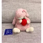 日本製STAR CHILD 粉紅色垂耳兔娃娃。抱草莓款。兔子娃娃