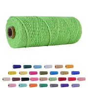 3mm X 109yards Macrame Cotton Cord, 3 Strand Twisted Cotton 20-grass Green