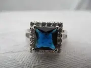 Sterling Silver 925 Blue Quartz prong set Ring New