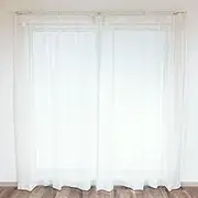 [Kai Lace] Flame-Retardant Mirror Lace Curtains, Set of 2, Made in Japan, 144 Sizes, Simple, Solid Color, Moderate Transparent, Mirror Effect, Washable at Home, 1.5 Times Fold, Width 59.1 x Length