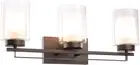 Wall Light 3 Light Bathroom Vanity Lighting with Dual Glass Shade in Dark Bronze