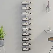 Wall Mounted Wine Rack - Metal Bottle Storage Rack, Bar Organizer, Kitchen Shelf, Liquor Cabinet, Wine Glass Holder, Display Stand, Holds 10 Bottles - White (24 x 9 x 120 cm)