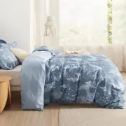 Cover Queen Size - Reversible Floral Duvet Cover Set with Zipper Closure, White