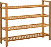 [vidaXL] Solid Oak Wood Shoe Rack – Rustic Farmhouse 4-Shelf Shoe Organiser with Compact Design, Easy to Move, and High Load Capacity.