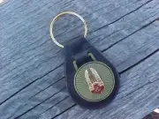 1940s Cadillac Crest NOS Leather Key Fob Antique Gold Medallion Unique Quality