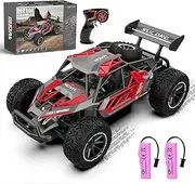 QUN FENG Remote Control Car-1:16 2WD RC Cars 22km/h Fast RC CAR Off-Road Vehicle 2.4GHz Radio Racing Cars with 2 Rechargeable Batteries Toys for Boys and Girls 8-12 Years Kids Adult(Red)