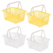 Mini Shopping Baskets with Handles Small Tiny Baskets, 4Pcs, White/Yellow