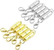 IWOWHERO 10pcs Silver Golden Magnetic Lobster Clasps with Cylindrical Charm Jewelry Necklace Bracelet Clasps for DIY Repair