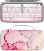 Geekria Hard Shell Keyboard Case, Compatible with Logitech MX Keys Mini Minimalist Wireless Illuminated Keyboard Travel Carrying Bag (Pink Marble)