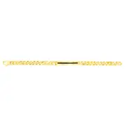Sterling Silver Gold Plated Flat Curb Black Patterned ID Plate 20cm Bracelet
