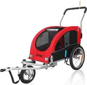 FITTOO Dog Cat Bike Trailer Pram Foldable Pet Bicycle Trailer Medium 2-in-1