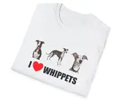 Funny Meme TShirt, I LOVE / HEART Whippets Dog Joke Tee, Gift Shirt