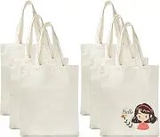 Rcybeo 6 Pieces Sublimation Blanks Tote Bags Sublimation Canvas Bags Grocery Bags Tote Bags for DIY Decorating and Crafting White