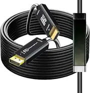 YOTETION DisplayPort to HDMI 65FT Cable, 4K DP to HDMI Male to Male Video Cable, 4k@60Hz Uni-Directional, [Nylon Braided, Aluminum Shell], Compatible for HDTV, Monitor, AMD, NVIDIA, Lenovo, HP