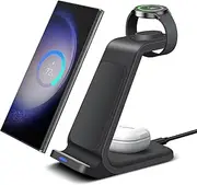 Wireless Charger for Samsung 3 in 1 Fast Charger Station Induction Charging Stand for Galaxy S24 S23 Ultra S22 S21 S20,Z Fold5/Flip5,Galaxy Watch 6/6 Classic/5 Pro/5/4/3/Active 2/1,Galaxy Buds 2/Pro