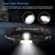 Waterproo USB Rechargeable COB LED Headlamp Headlight Flashlight Head LampTorch