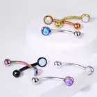 Opal Flat Back Curve Barbell Eyebrow Ring Lip Rook Daith Snug Piercing 16G