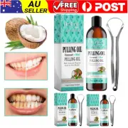 1/2/3Pcs Coconut Pulling Oil - Mint Oil Pulling Mouthwash with Tongue Scraper