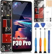 ARSSLY TFT Display for Huawei P30 Pro LCD Display for Huawei P30 Pro Display VOG-L29, VOG-L09, VOG-AL00 Touch Screen Digitizer Assembly + Repair Kit (Black with Frame, No Bracket for