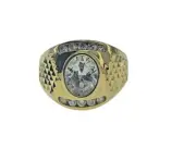 Colorless White Oval CZ Stones Solid Real 14k Gold Men Ring 7.5 Gr Size 10.5
