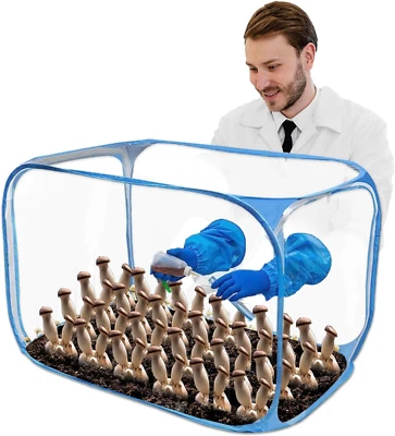 Mushroom Still Air Box 35.5X23.5X23.5 In/90X60X60Cm, Collapsible Grow Bags, Port
