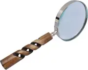 Antique Magnifying Glass Brass Magnifier With Goat Horn Handle For Reading Paper