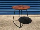 Evelyn 50cm Wooden Round Top Side Table | Black Steel Legs | Walnut | Natural