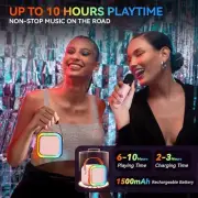 Portable Bluetooth Mini Karaoke Microphone Singing Speaker with 2 Mic and Light
