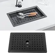 Bar Sink with Drip Cover, Drop in Kitchen Sink, Stainless Steel Bar Drip Tray for Drinking Bar, Sideboard and Workstation, Single Bowl Basin, 13 X 7.87 X 1.97 Inch (Black)