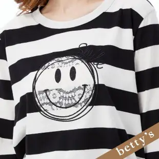 【betty’s 貝蒂思】Smile條紋長袖T-shirt(黑色)