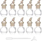 Car Aromatherapy Essential Oil Diffuser Bottle,10 Pack Car Air Freshener Bottle Empty Hanging Perfume Bottle Fragrance Decor Accessories Auto Window Ornament (round)